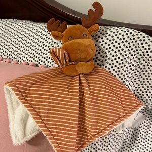 Carter's Fleece Moose Security Blanket Lovey Just One You Brown Striped NWOT